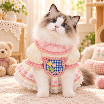 Pink Ruffle Plaid Pet Dress – Cute Dress for Cats & Small Dogs