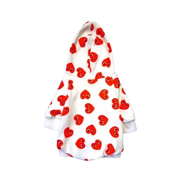 Comme des Pawcons Red Hearts Cute Dog Hoodie
