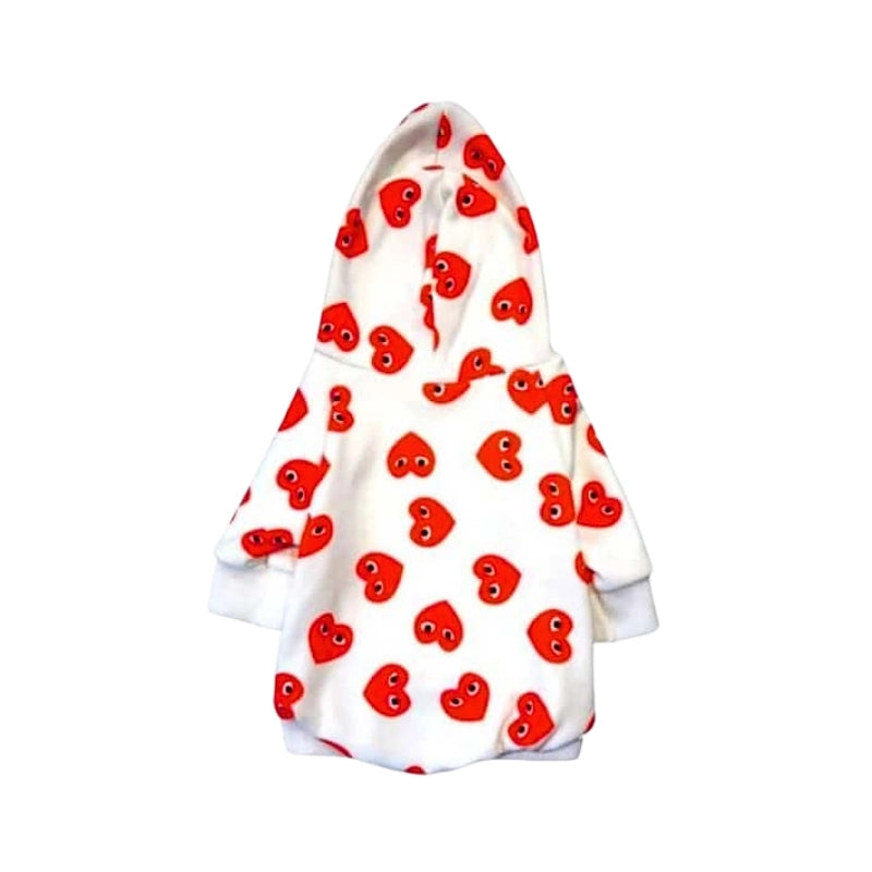 Comme des Pawcons Red Hearts Cute Dog Hoodie