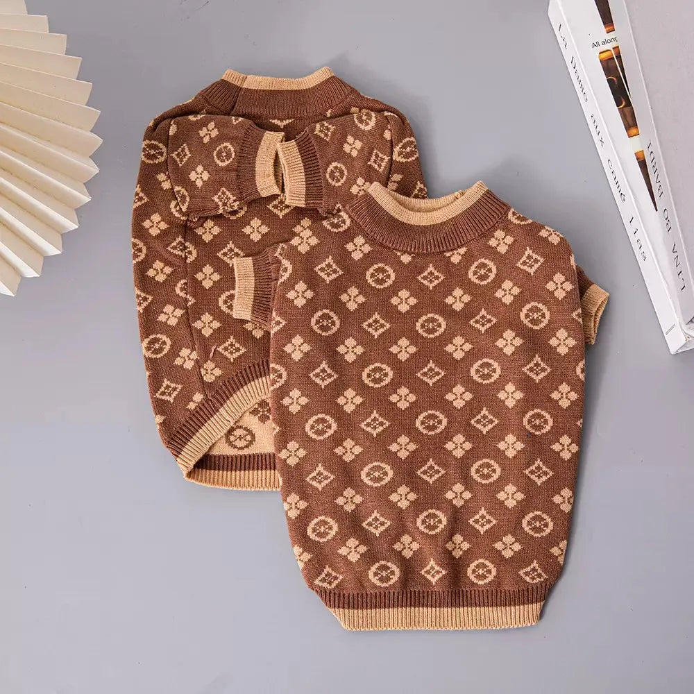 Brown Monogram Chewy Dog Sweater