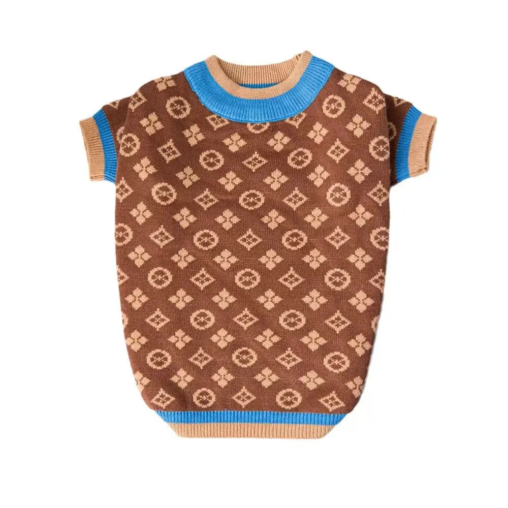 Brown Monogram Chewy Dog Sweater