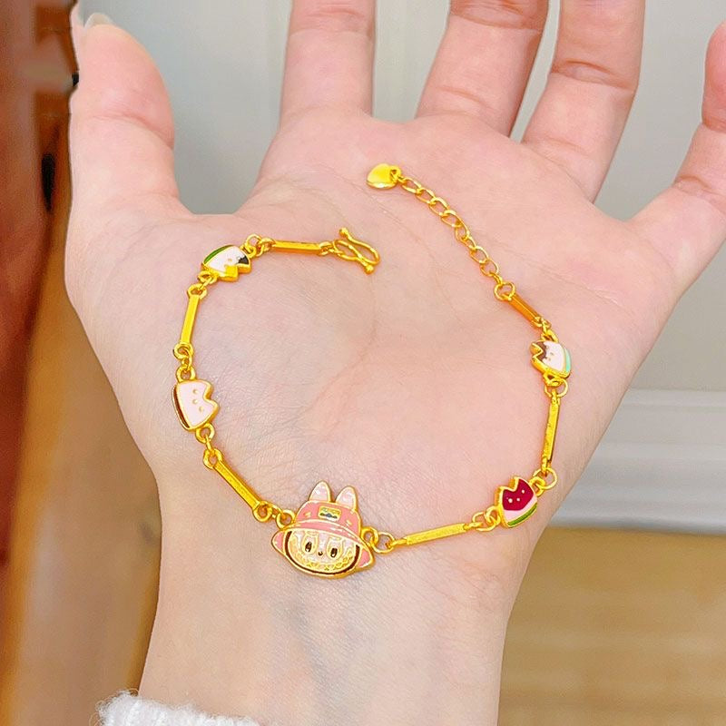 Traditional Enamel Labubu Cat Bracelet