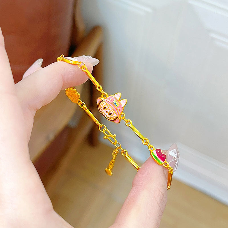 Traditional Enamel Labubu Cat Bracelet