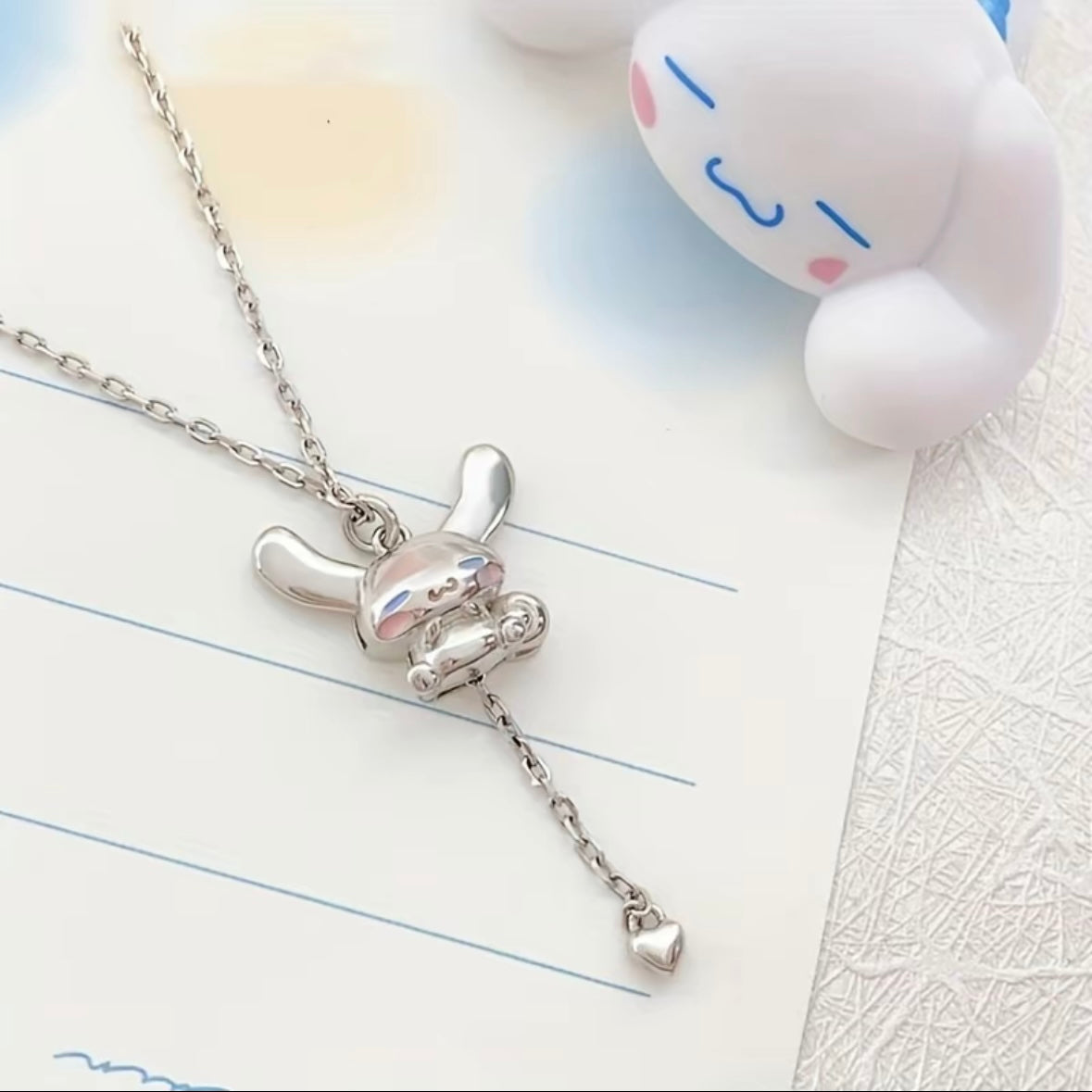 saro cm necklace with movable tail & ears