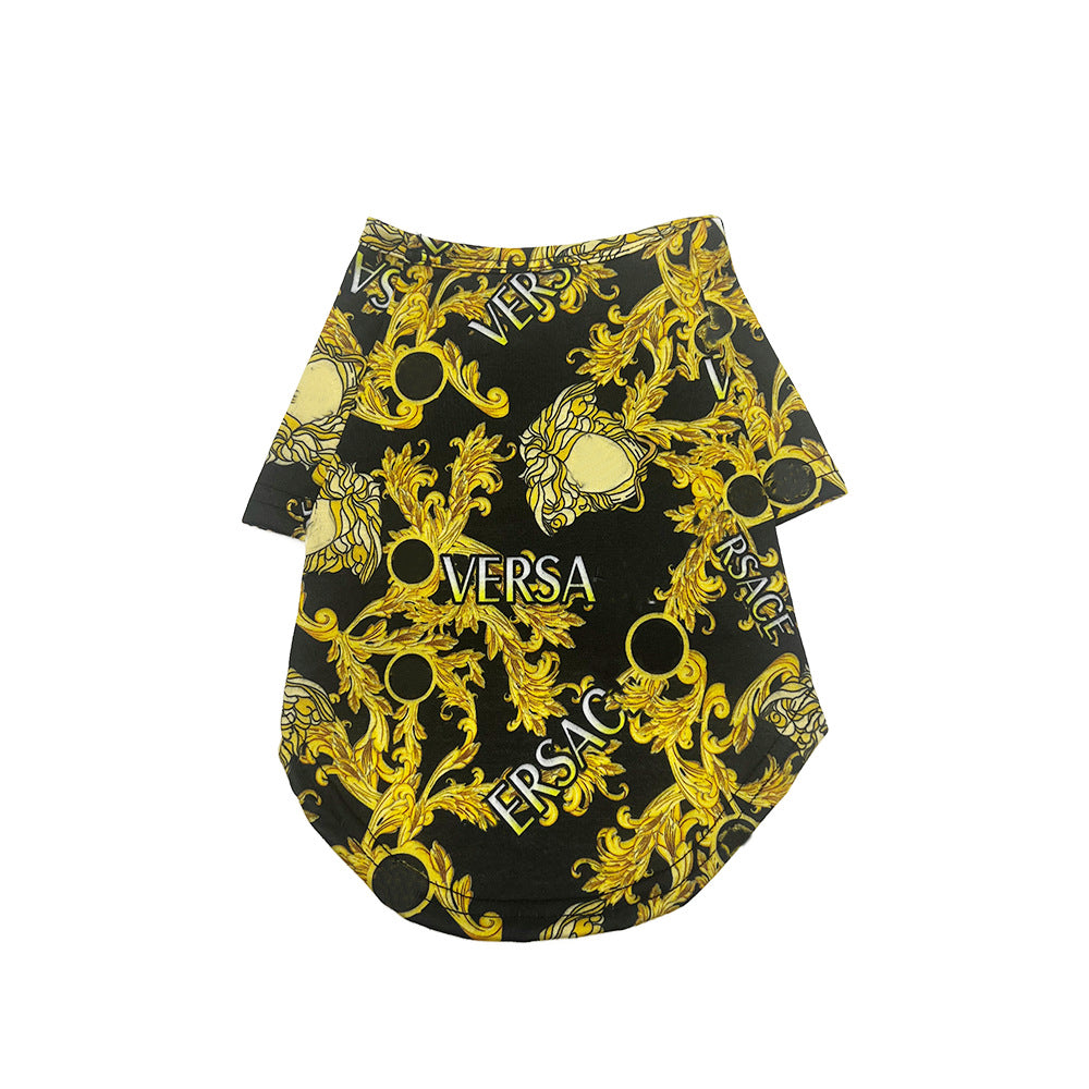 Trendy brand dog short-sleeved summer breathable pet printed French Dou Schnauzer pet cute dog and cat clothes T-shirt