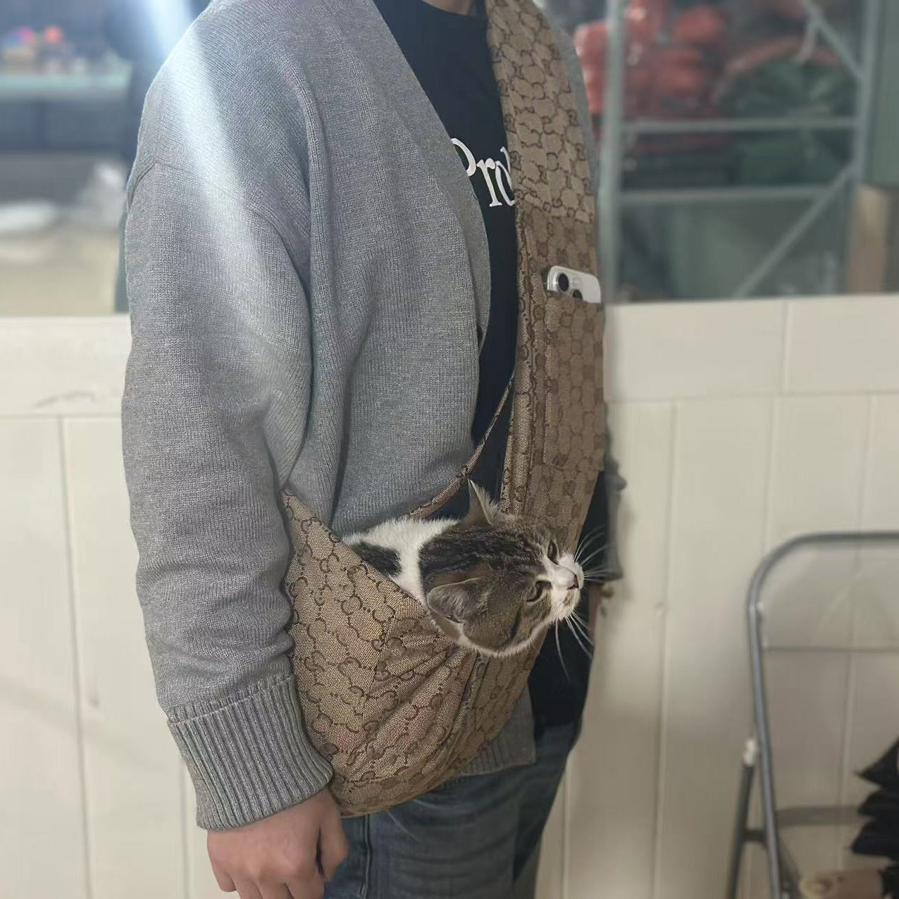 Dog backpack, trendy pet carrying bag, cat pet bag, reversible small dog shoulder bag when going out