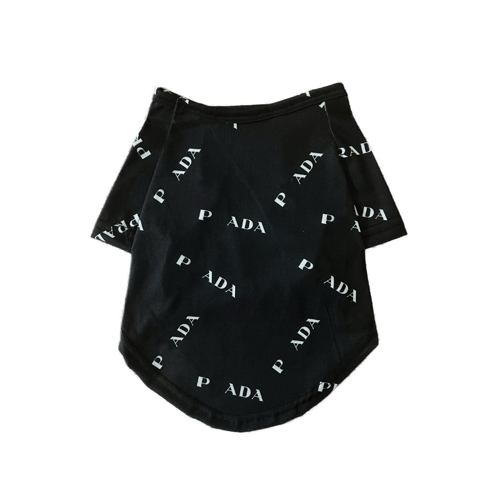 Trendy brand dog short-sleeved summer breathable pet printed French Dou Schnauzer pet cute dog and cat clothes T-shirt