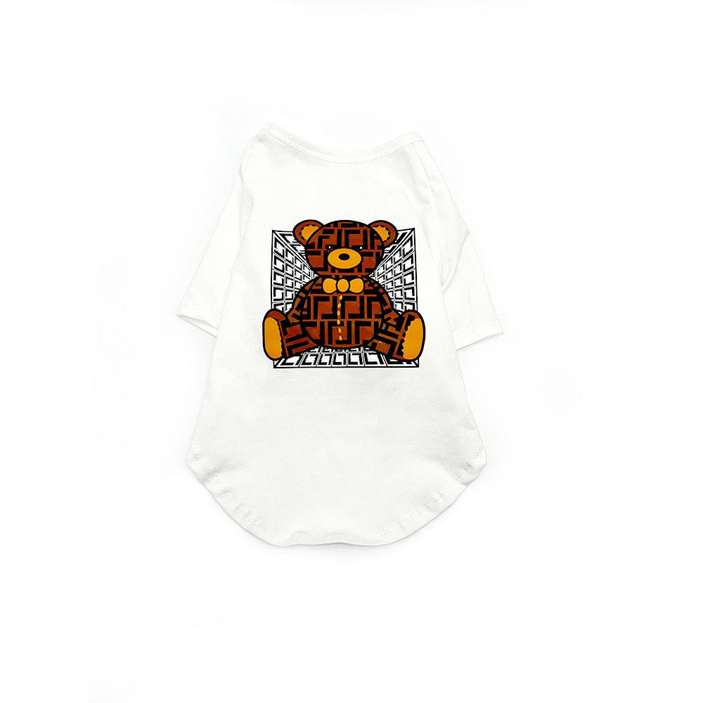 Summer luxury trendy brand F dog clothes short-sleeved pure cotton bear pet clothing thin Schnauzer Teddy French Dou