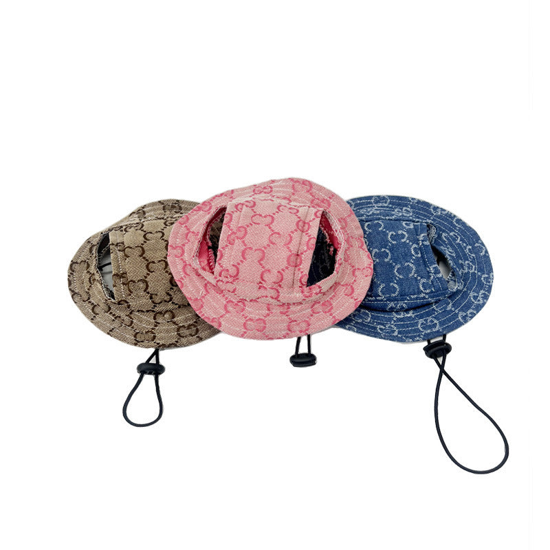 Trendy summer dog hat pet cute hat anti-shedding adjustable basin hat sun protection sunshade dog princess hat