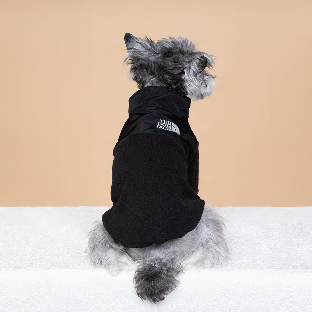 Winter pet clothes, dog jacket, two-legged fleece, small and medium-sized dog double patch embroidered dog and cat clothing