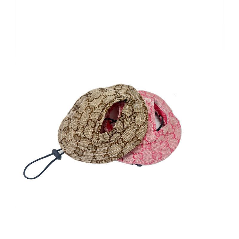 Trendy summer dog hat pet cute hat anti-shedding adjustable basin hat sun protection sunshade dog princess hat