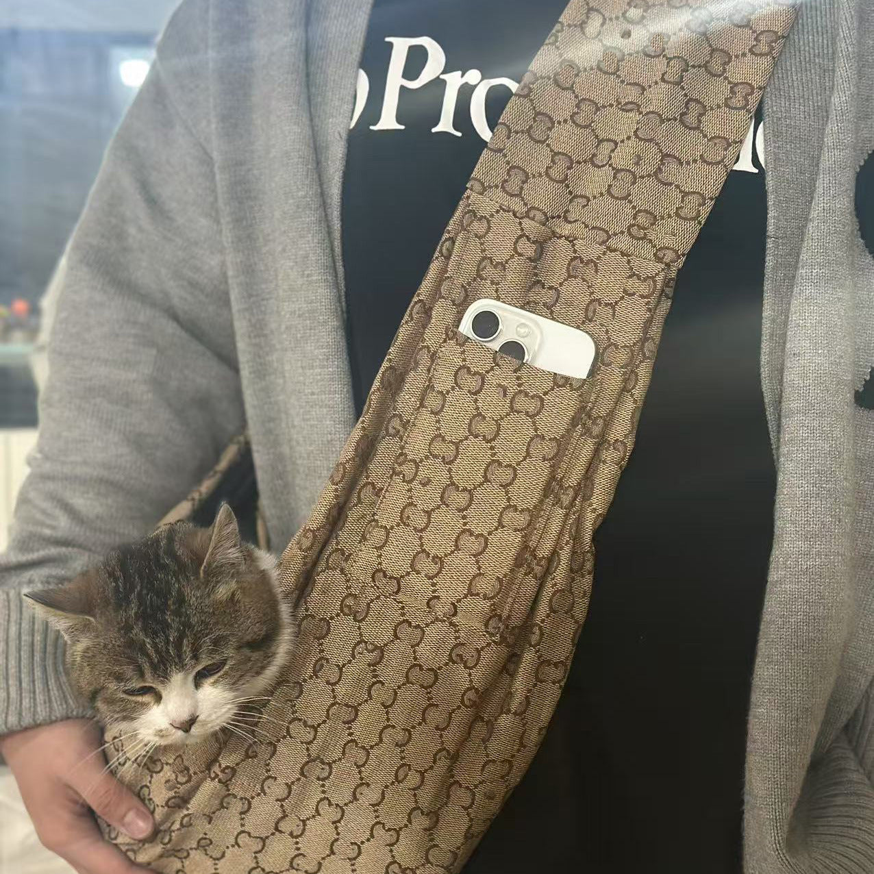 Dog backpack, trendy pet carrying bag, cat pet bag, reversible small dog shoulder bag when going out