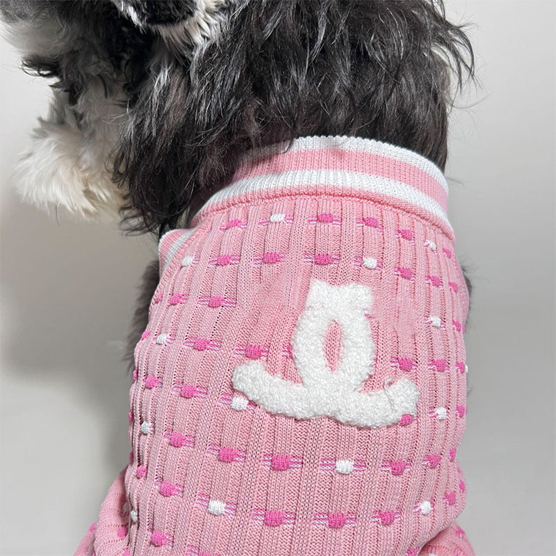 Pet clothes four seasons small fragrance style CC dog sweater trendy brand Teddy Schnauzer French Dou Corgi pet sweater new
