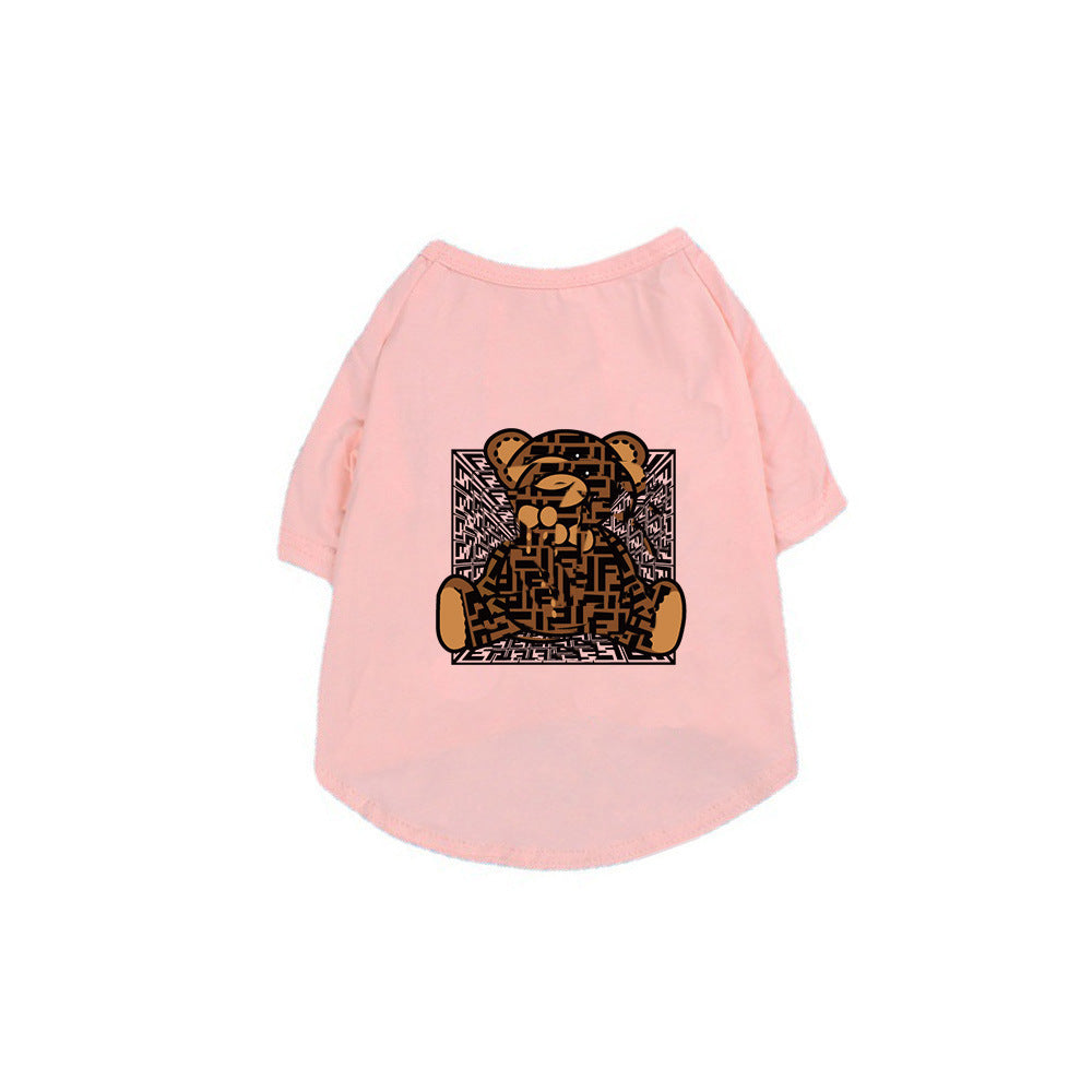 Summer luxury trendy brand F dog clothes short-sleeved pure cotton bear pet clothing thin Schnauzer Teddy French Dou