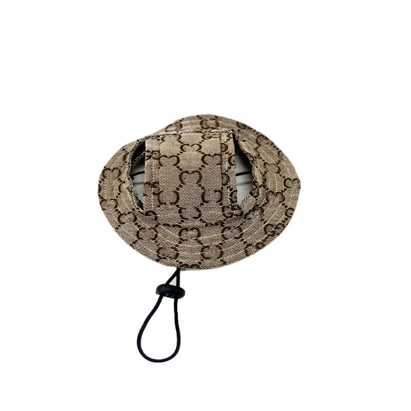 Trendy summer dog hat pet cute hat anti-shedding adjustable basin hat sun protection sunshade dog princess hat