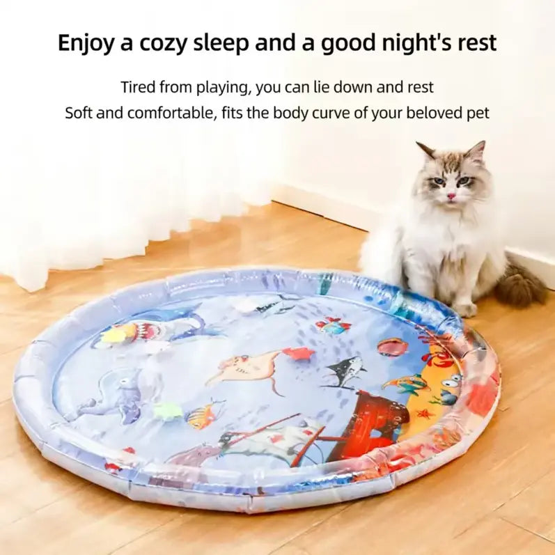 Interactive Cat Water Play Mat Splash Proof Floating Fish PVC Cat Toy
