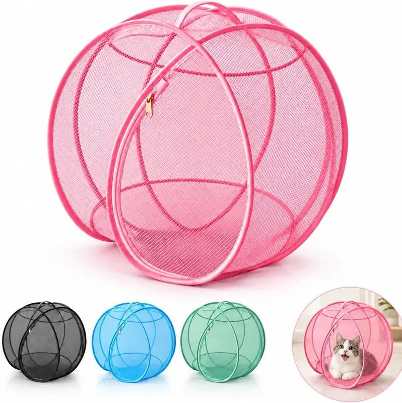 Pop Up Cat Play Tent, Outdoor Pet Enclosure with Breathable Mesh, Foldable Zippered Cat Playpen for Camping, Yard & Travel, Clear View Portable Pet Cage
