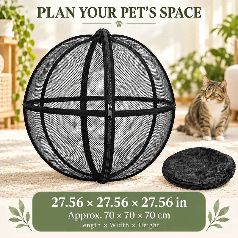 Pop Up Cat Play Tent, Outdoor Pet Enclosure with Breathable Mesh, Foldable Zippered Cat Playpen for Camping, Yard & Travel, Clear View Portable Pet Cage