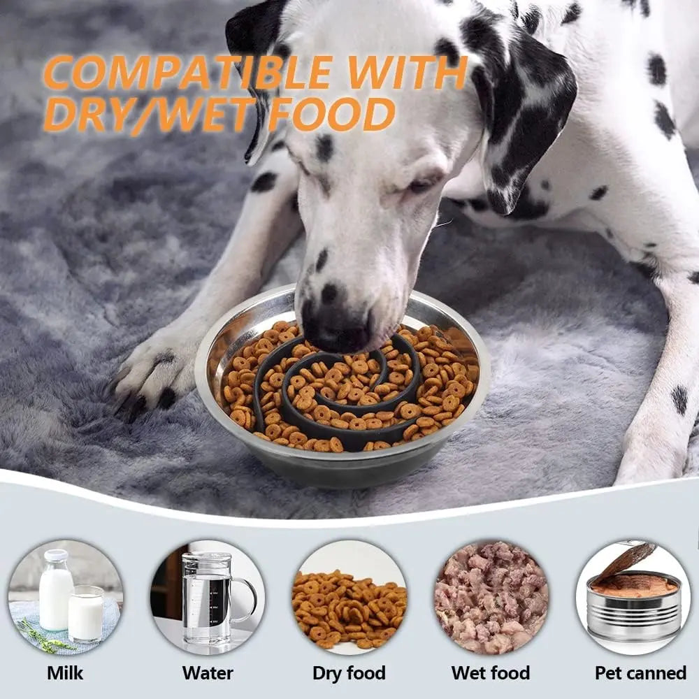 Slow Feeder Dog Bowl Insert Silicone Soft Suction Sizes S-XL