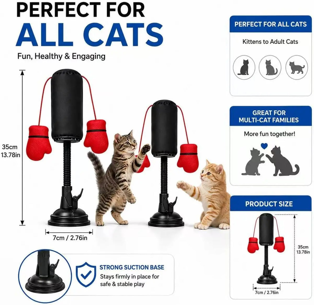 Cat Punching Bag Toy with Suction Cup, Interactive Boxing Stand