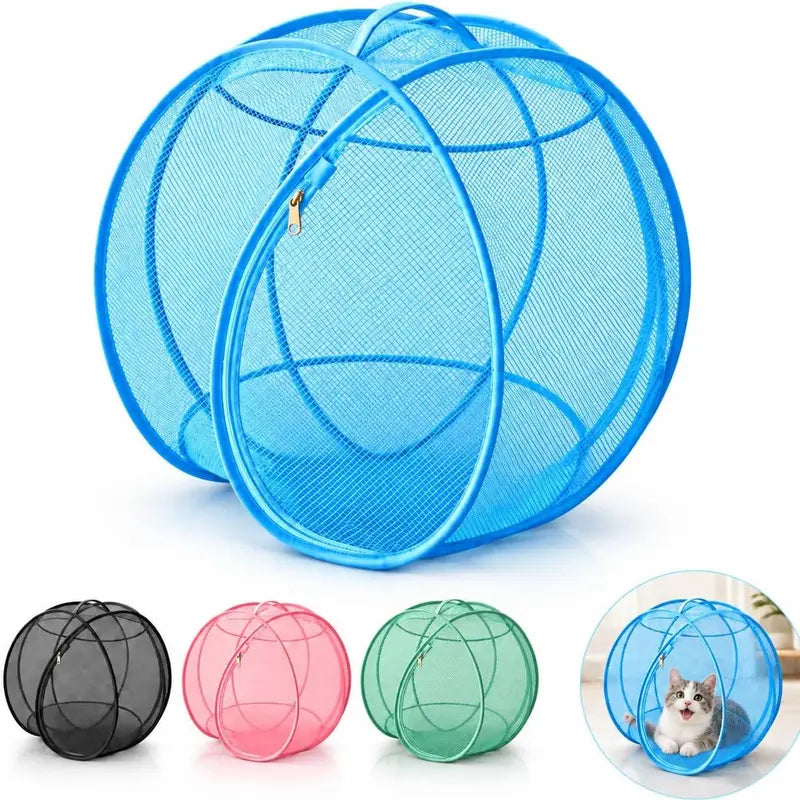 Pop Up Cat Play Tent, Outdoor Pet Enclosure with Breathable Mesh, Foldable Zippered Cat Playpen for Camping, Yard & Travel, Clear View Portable Pet Cage