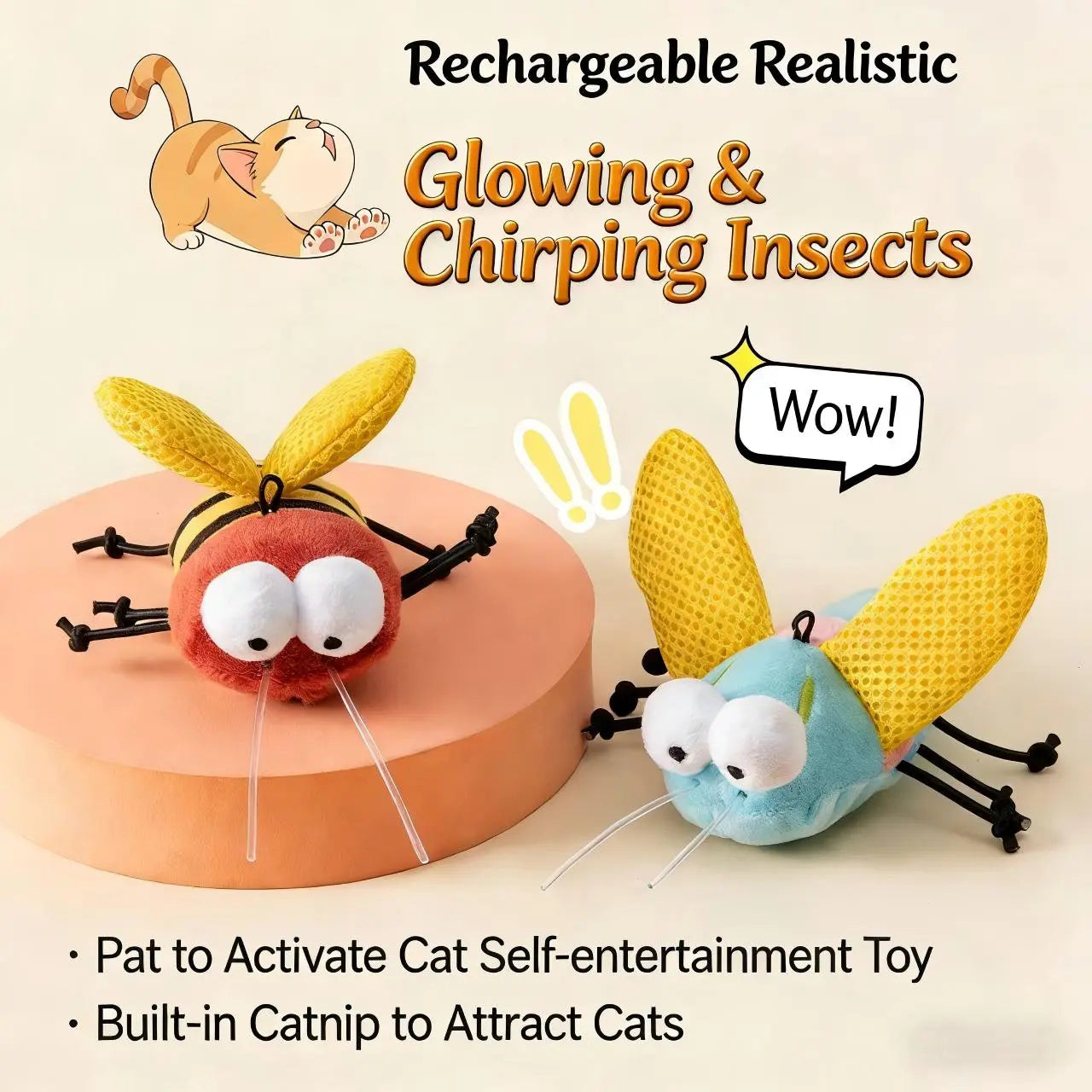 Catnip Flying Insect Interactive Cat Toy with Lights & Sound