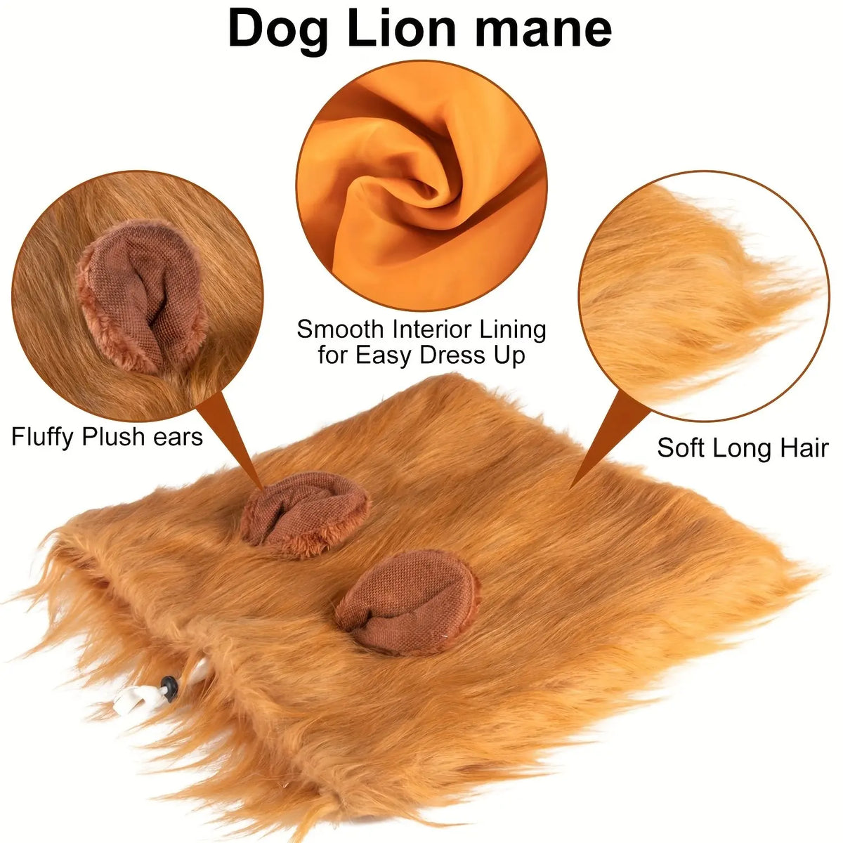 Lion Mane Dog Costume, Lion Mane Wig for Medium to Large Dogs, Halloween for Big Dogs, Fun Pet Dress-Up Gear