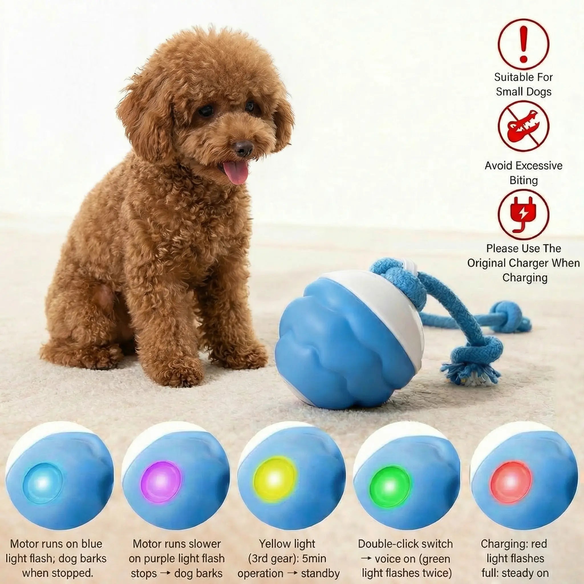 Interactive Motion Activated Dog Toy Ball, Blue