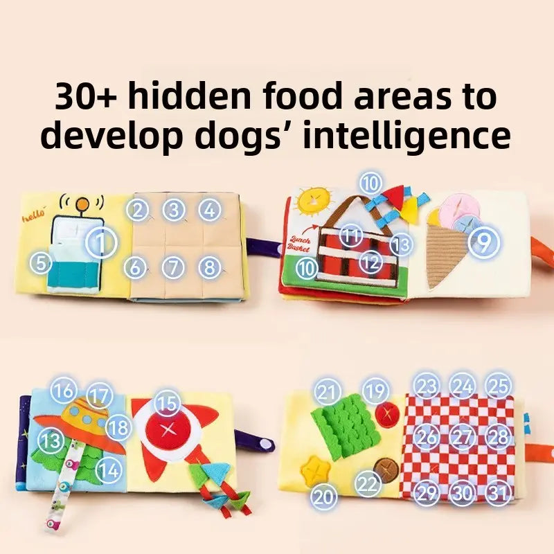dog snuffle book hiding food toy puppy enrichment toy pet border collie puzzle toy energy draining interactive toy for dogs