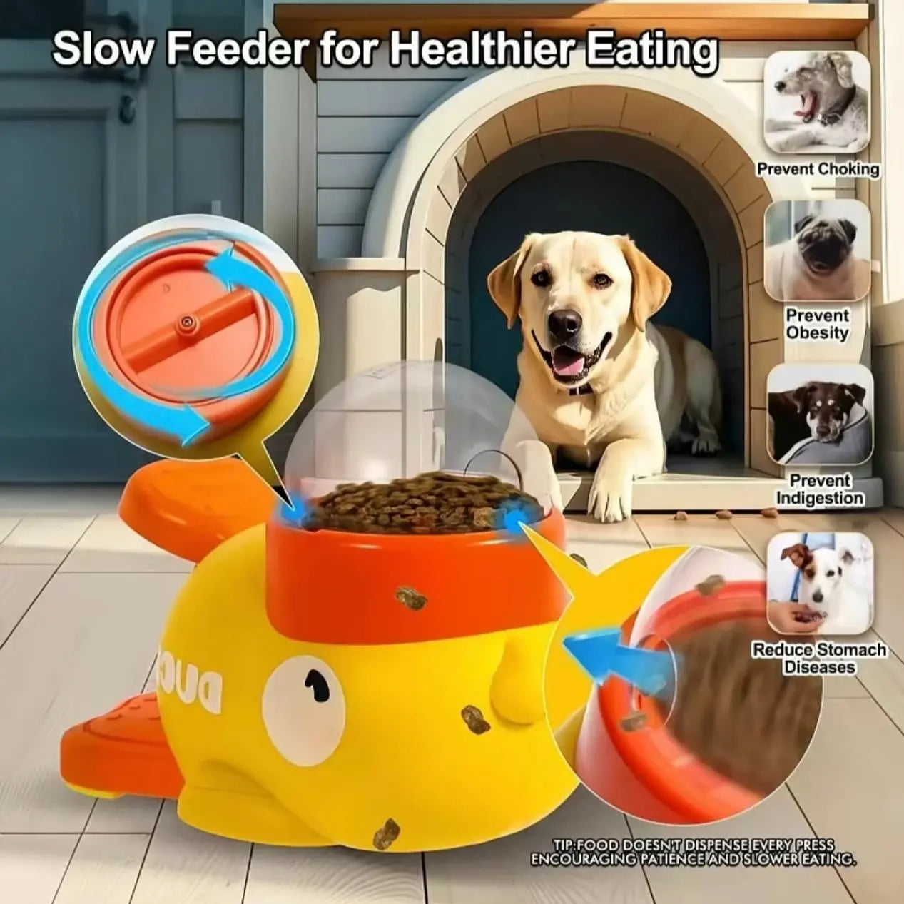 2-in-1 Interactive Cat Treat Dispenser Toy Duck Shape 8.6in