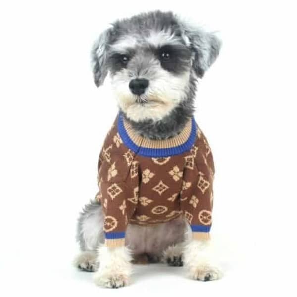 Brown Monogram Chewy Dog Sweater