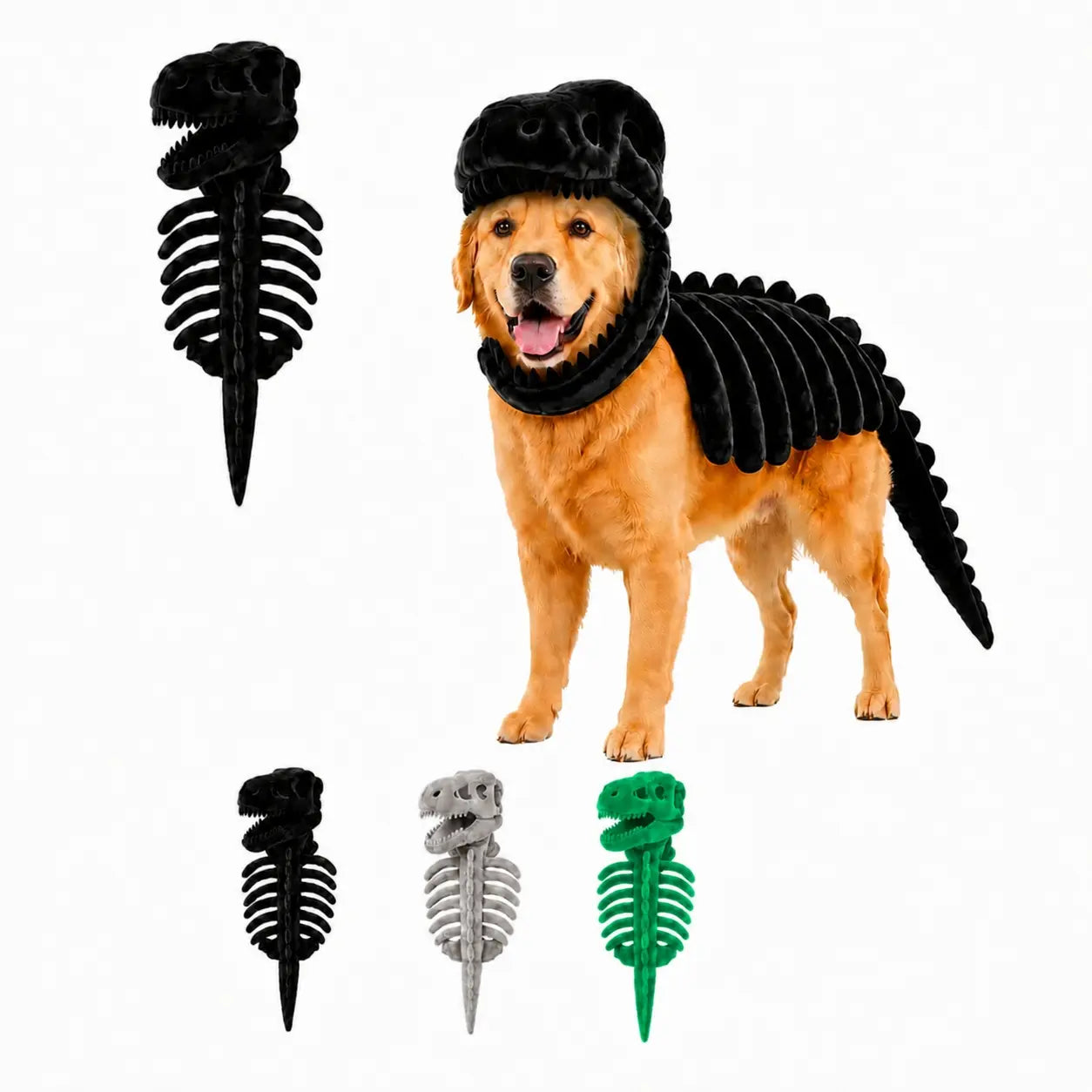 Pet Halloween Dog Costume with Dinosaur Skeleton - Large Plush Role Play Dress