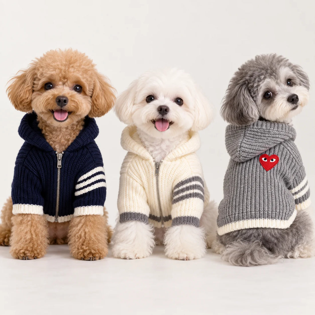 Heart Knit Dog Cardigan Sweater – Cozy Clothes for Small Dogs & Cats Designer